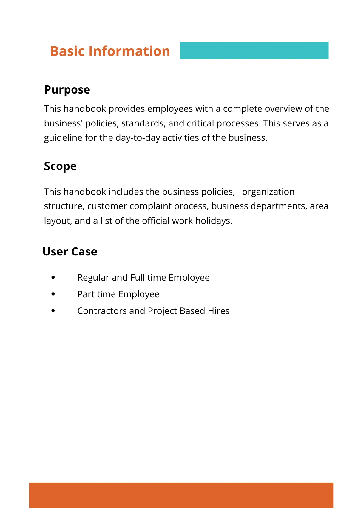 Free Business Handbook Template to Edit Online