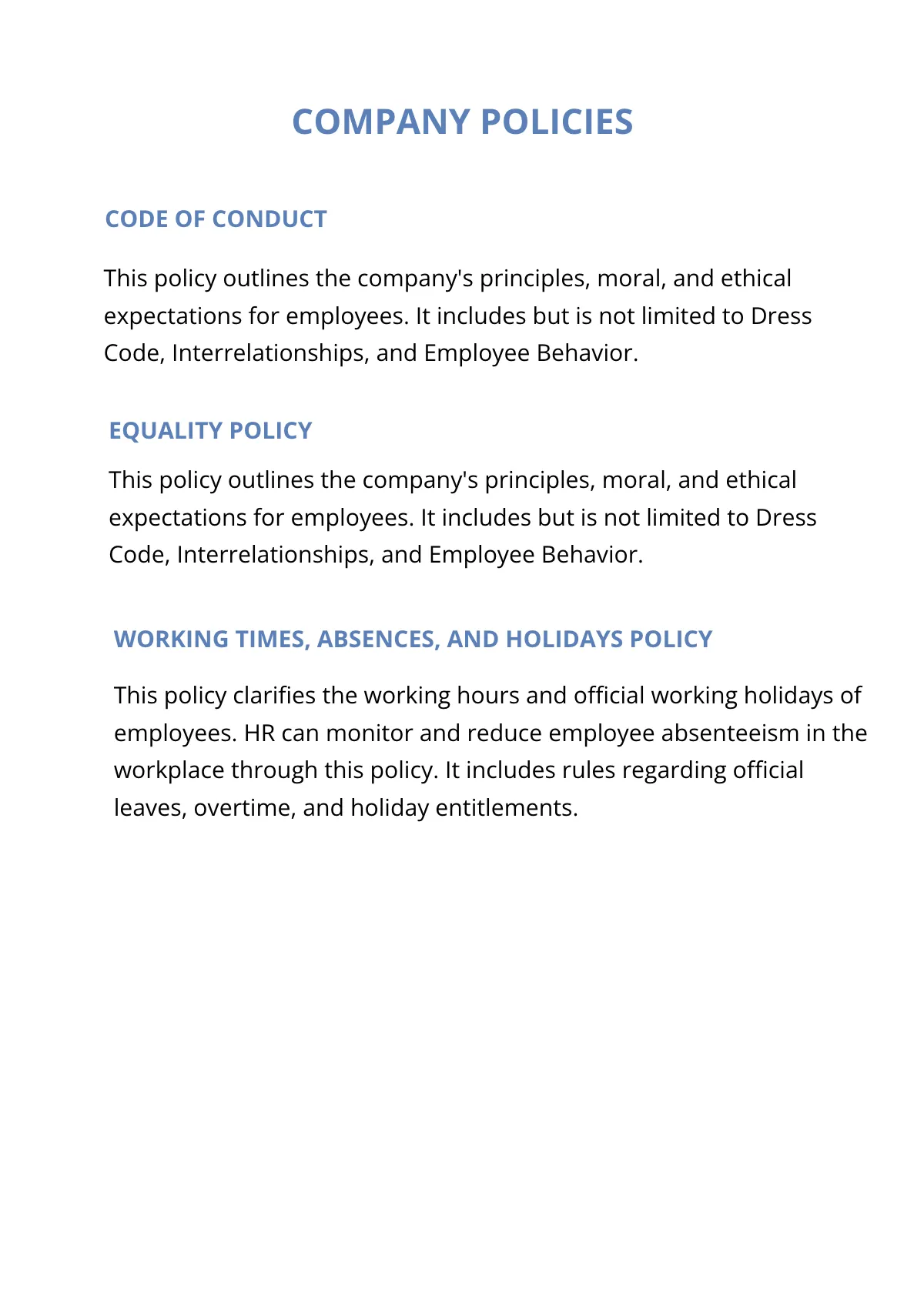 Free HR Handbook Template to Edit Online