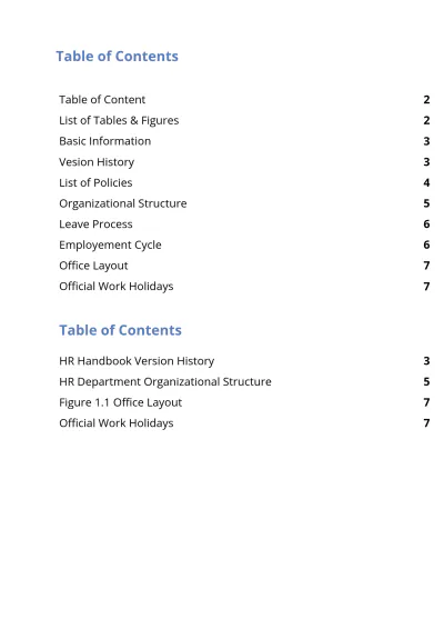Free HR Handbook Template to Edit Online