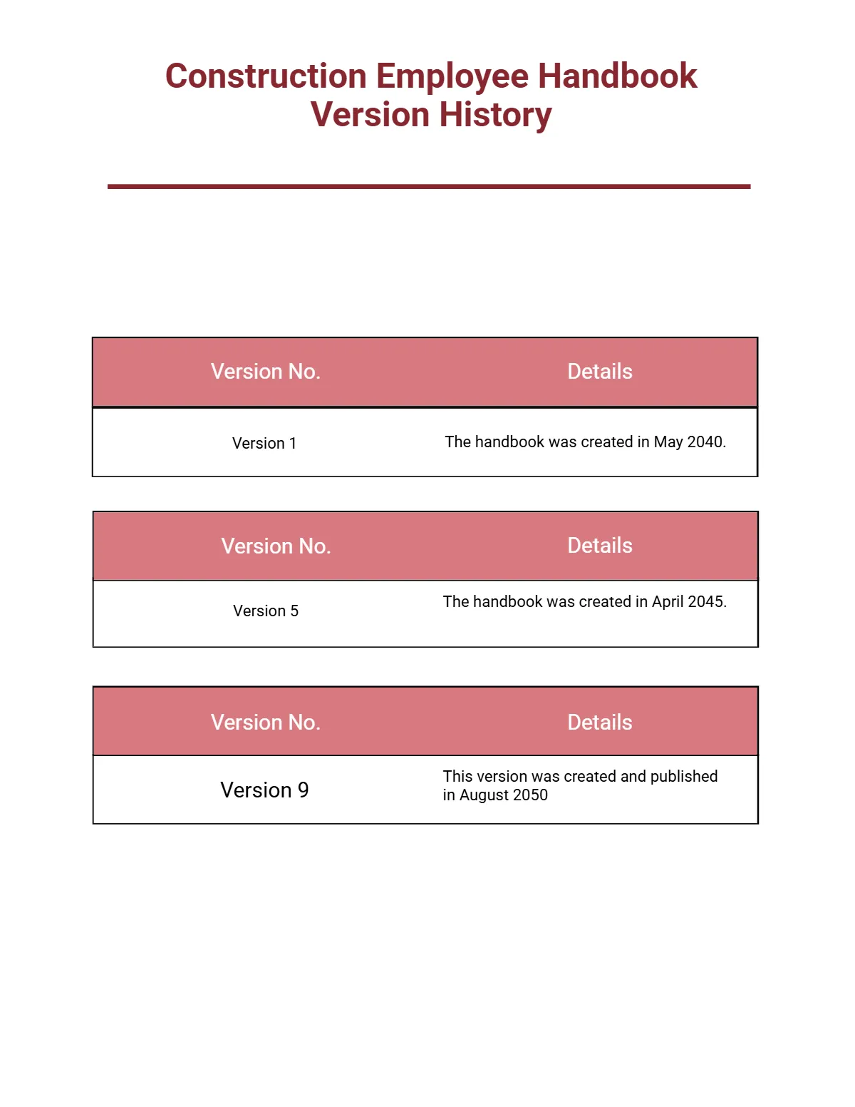 Free Construction Employee Handbook Template to Edit Online