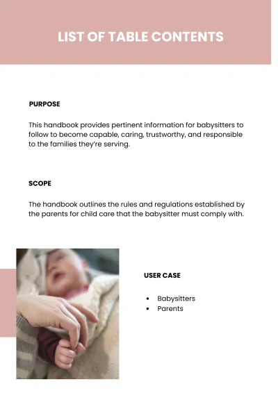 Free Babysitter Handbook Template to Edit Online