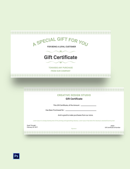 Company Gift Certificate Template