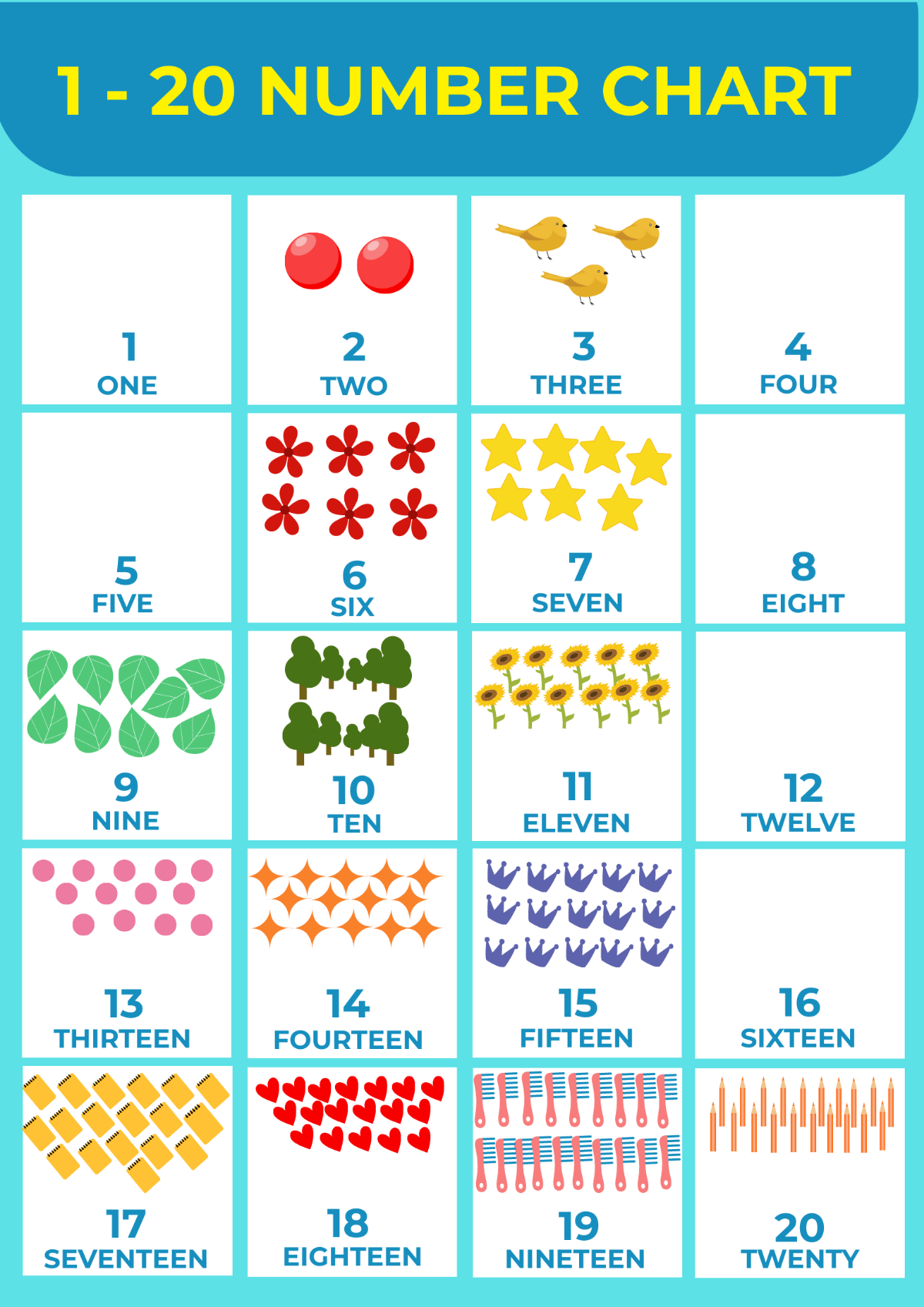 1-20 Number Chart Template