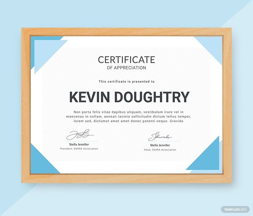 Certificate of Appreciation Template in Word, Illustrator, PSD, Apple Pages, Publisher, Outlook