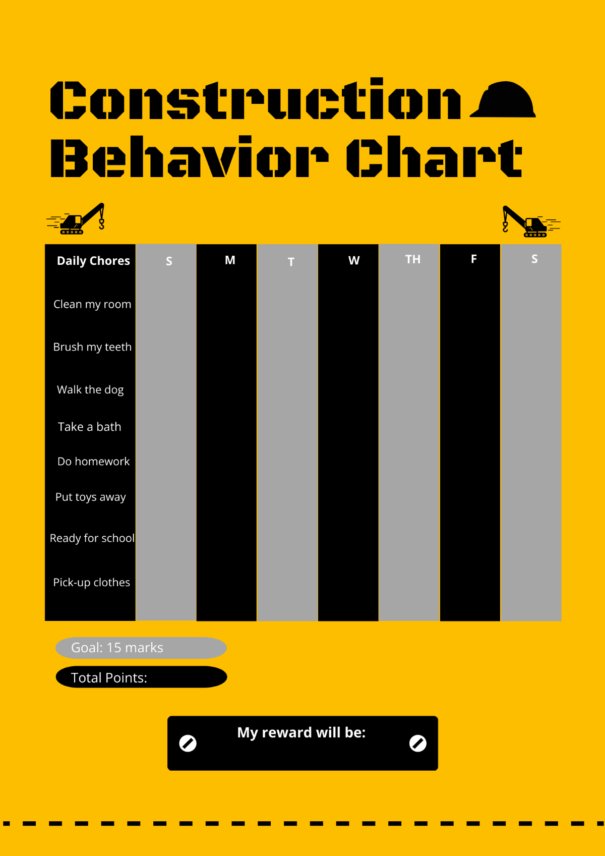 Construction Behavior Chart Template