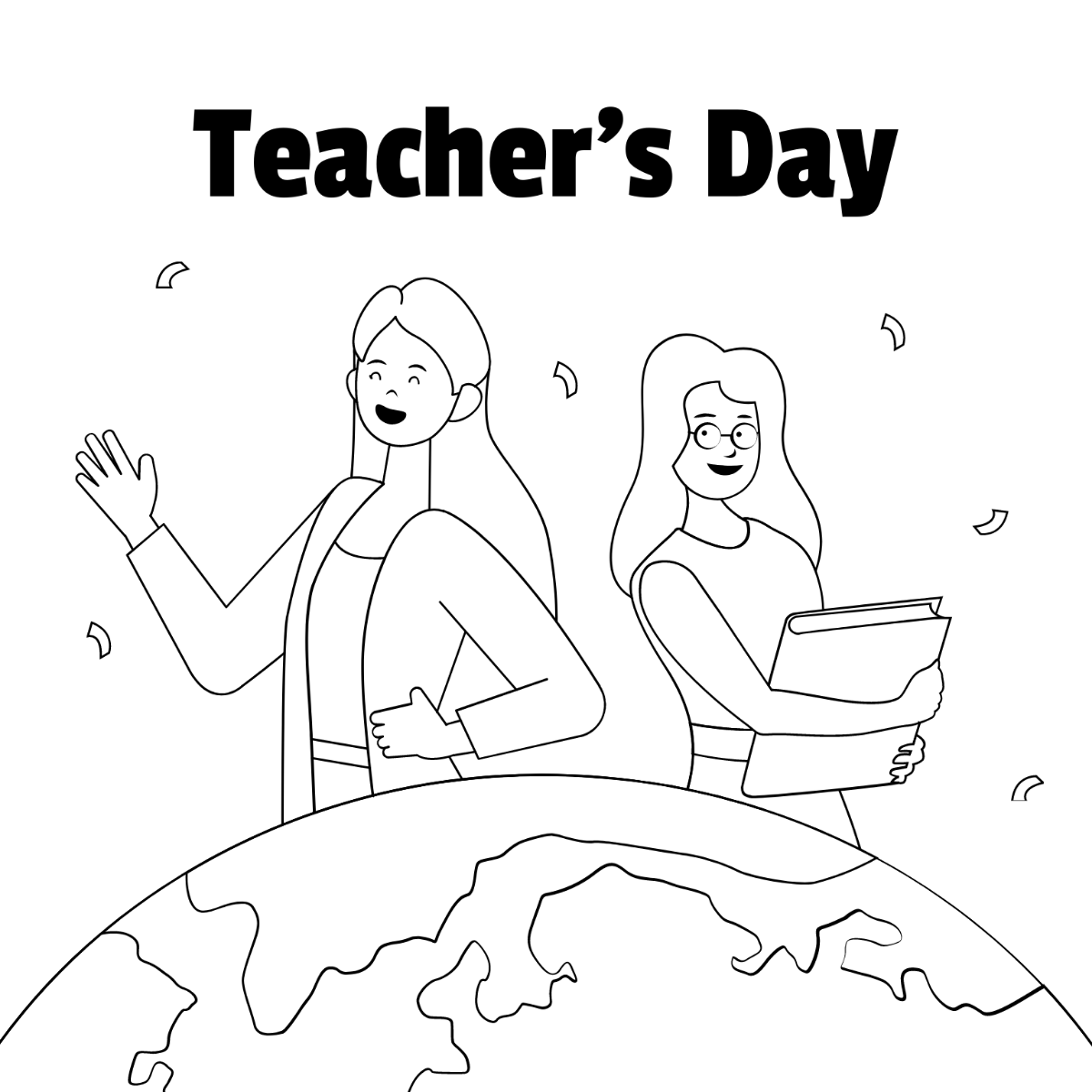 World Teachers Day Drawing Template