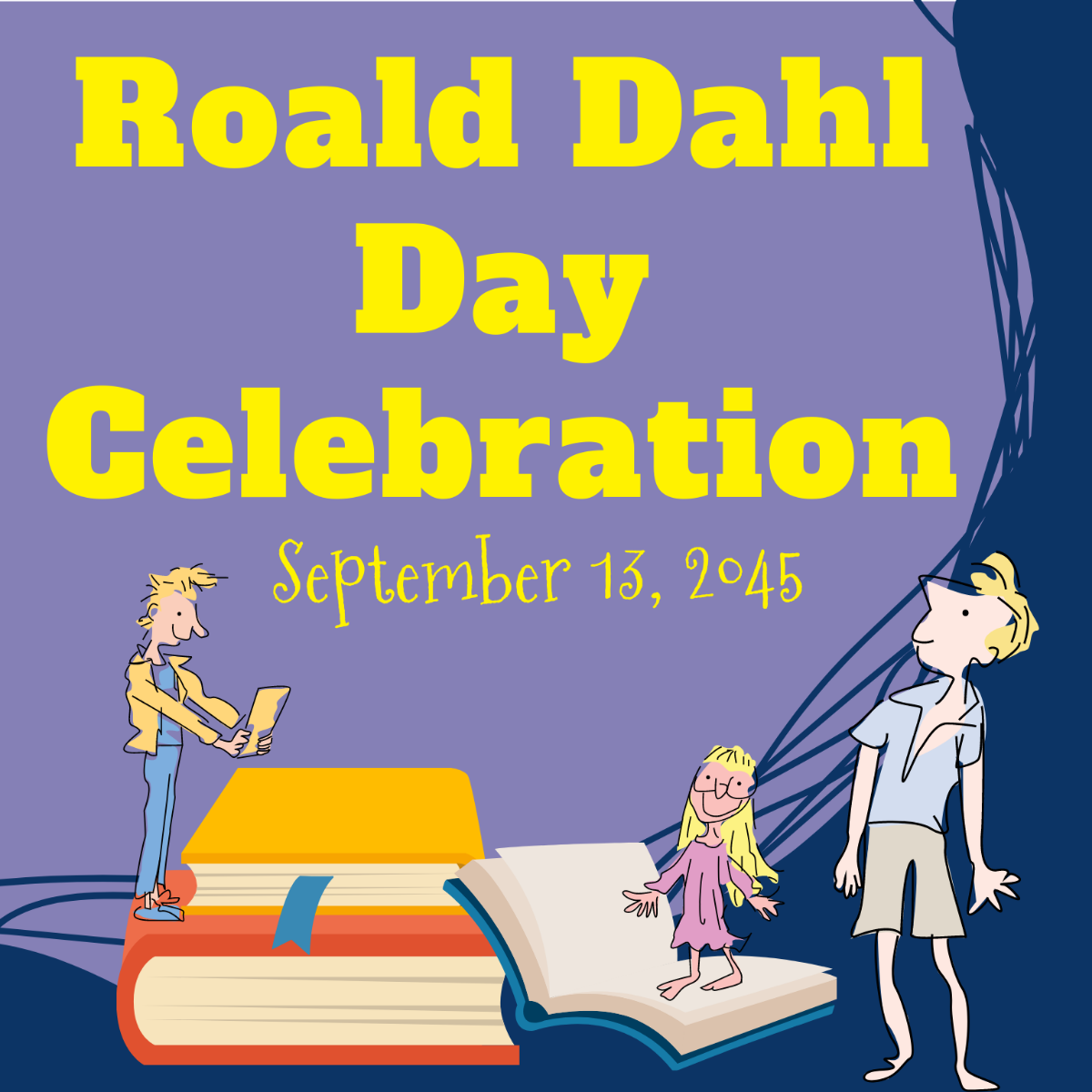 Roald Dahl Day Flyer Vector Template