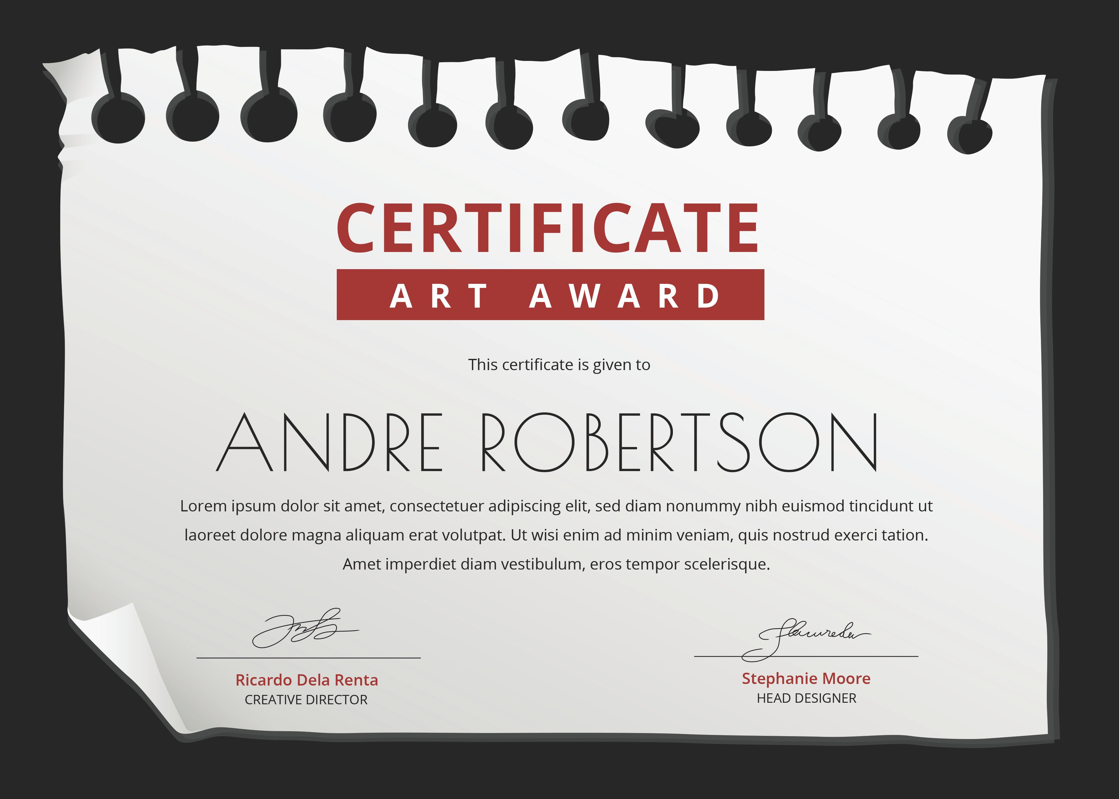 Free Art Award Certificate Template in Adobe Photoshop Illustrator