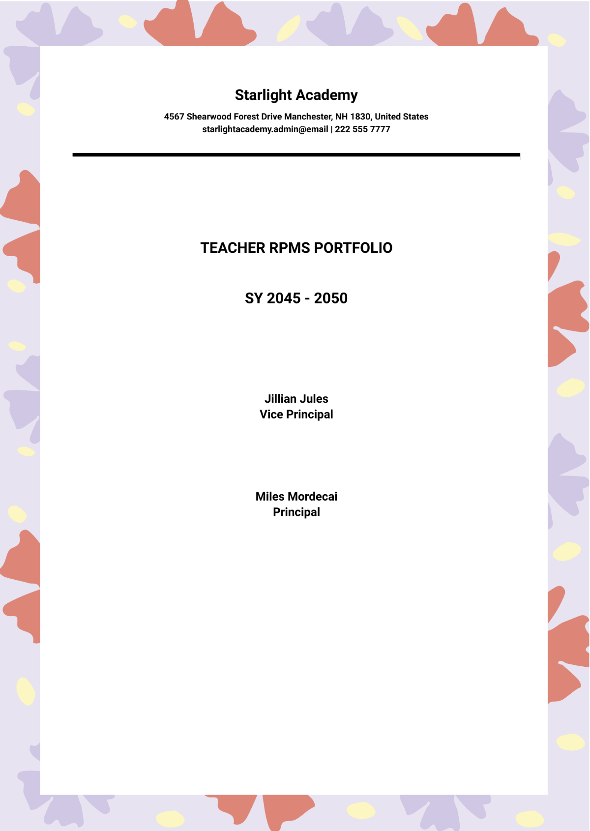 Teacher RPMS Portfolio Template