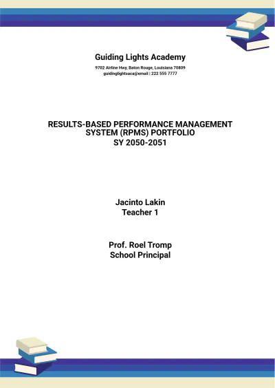 Free Table of Contents RPMS Portfolio Template to Edit Online