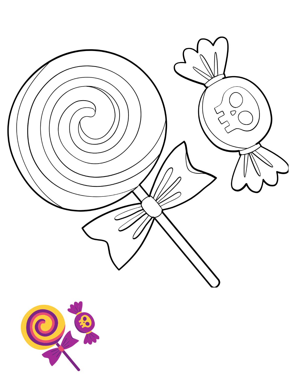 Halloween Candy Coloring Pages Template