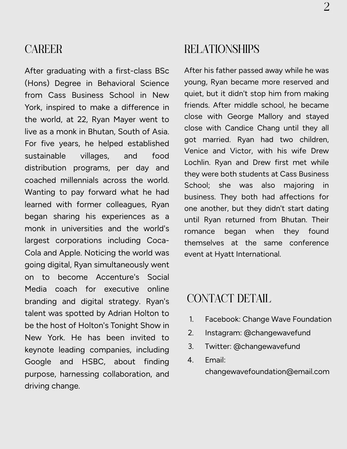 Free One Page Biography Template to Edit Online