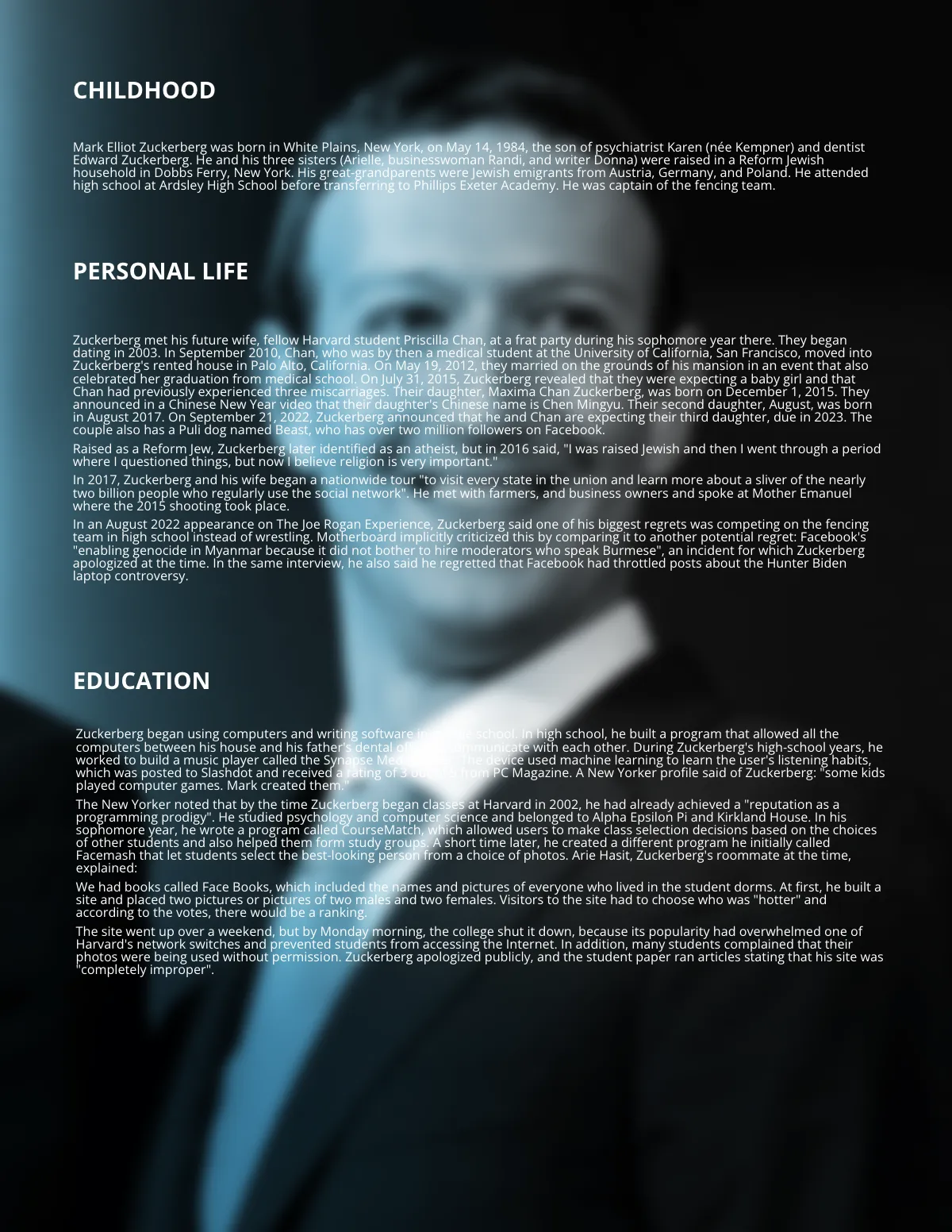 Free Executive Biography Template to Edit Online