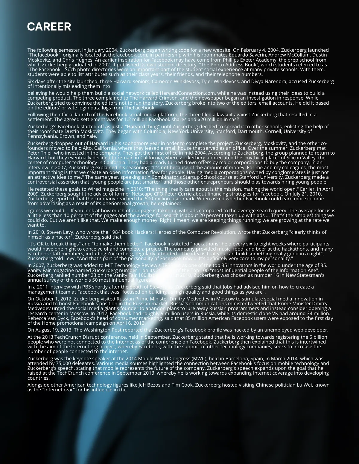 Free Executive Biography Template to Edit Online