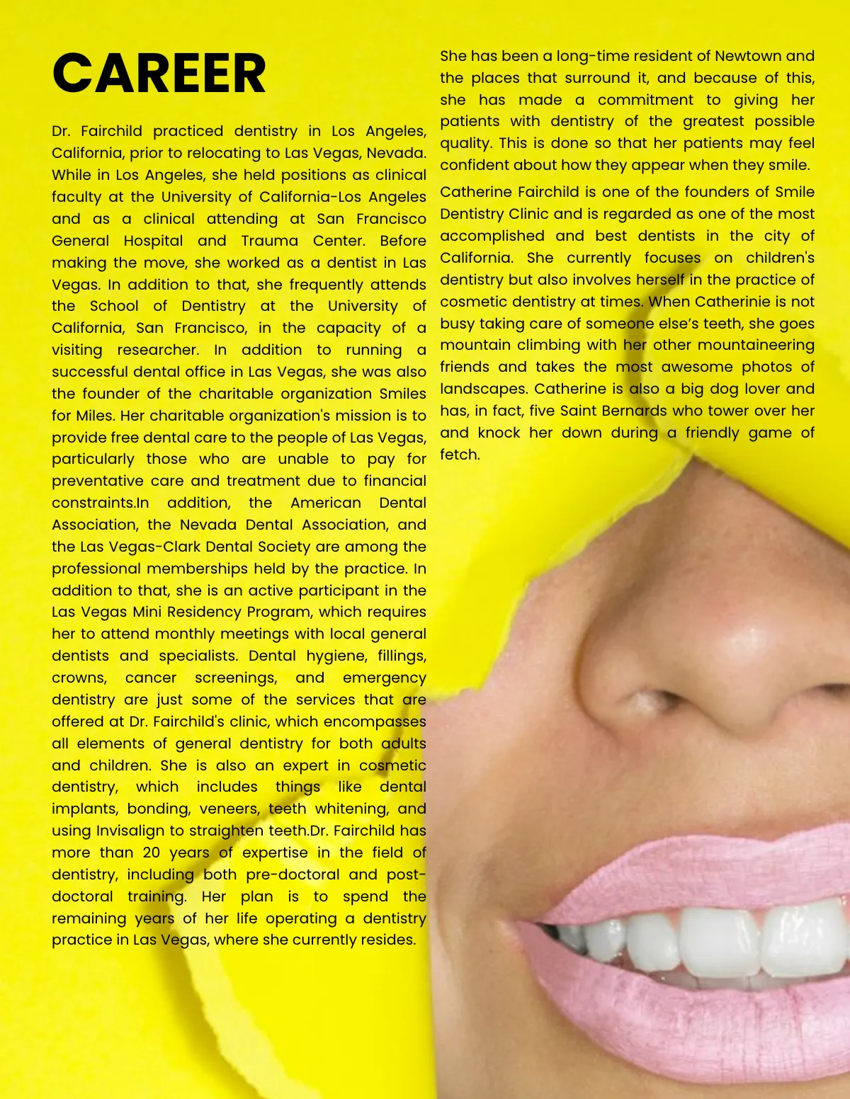 Free Dentist Biography Template to Edit Online