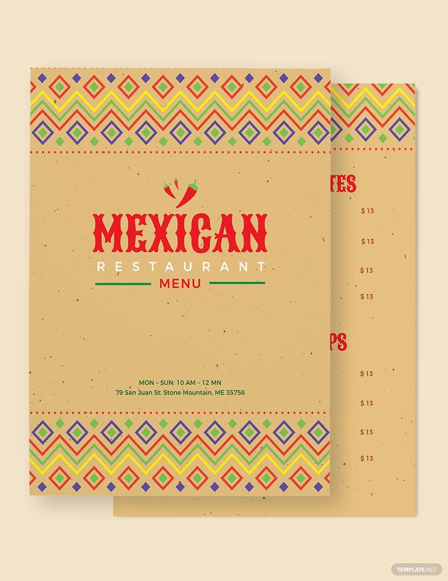 Mexican Restaurant Menu Template