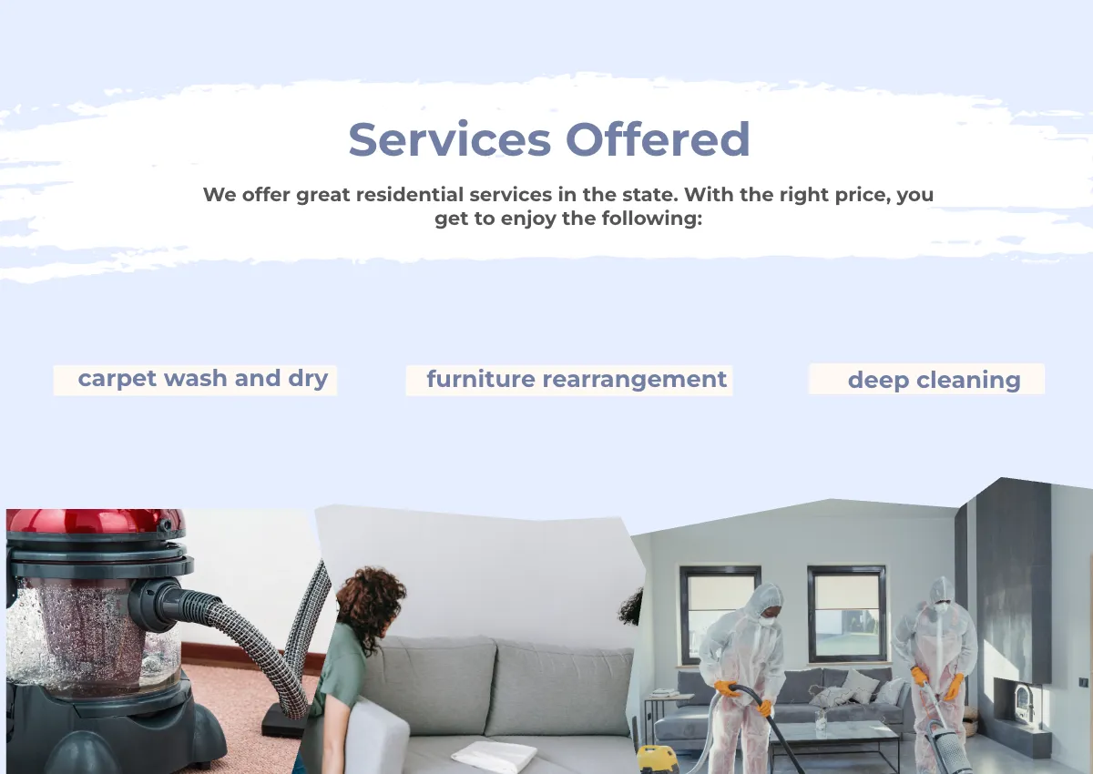 Free Residential Cleaning Company Profile Template to Edit Online