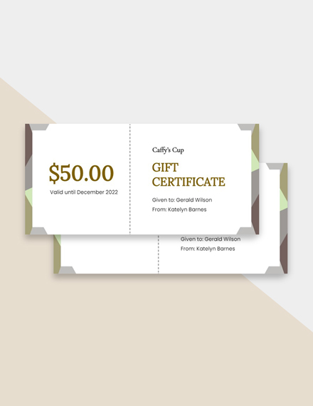 Cafe Gift Certificate Template - PSD