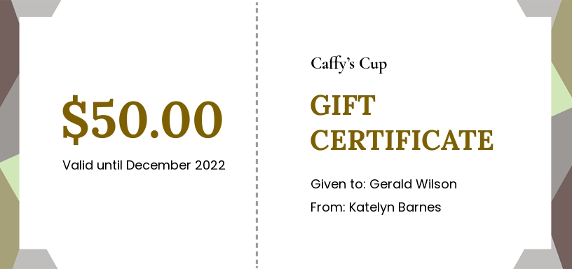 Cafe Gift Certificate Template - PSD