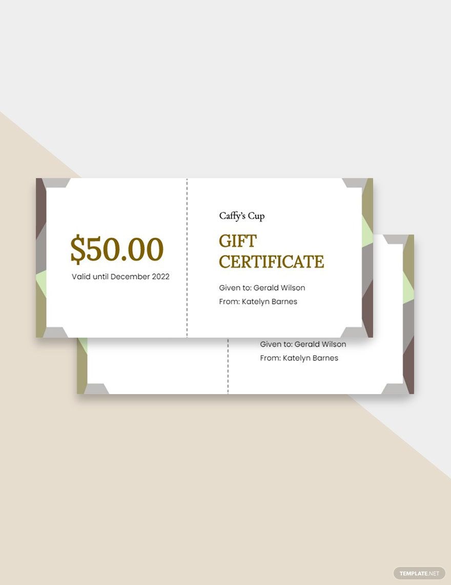 Cafe Gift Certificate Template