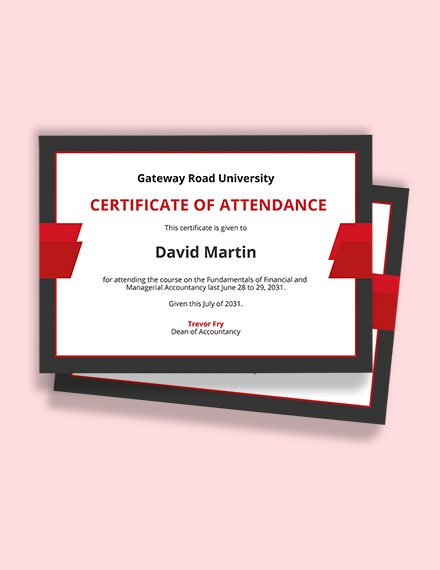 Attendance Certificate for College Student Template - Google Docs, Word, Publisher