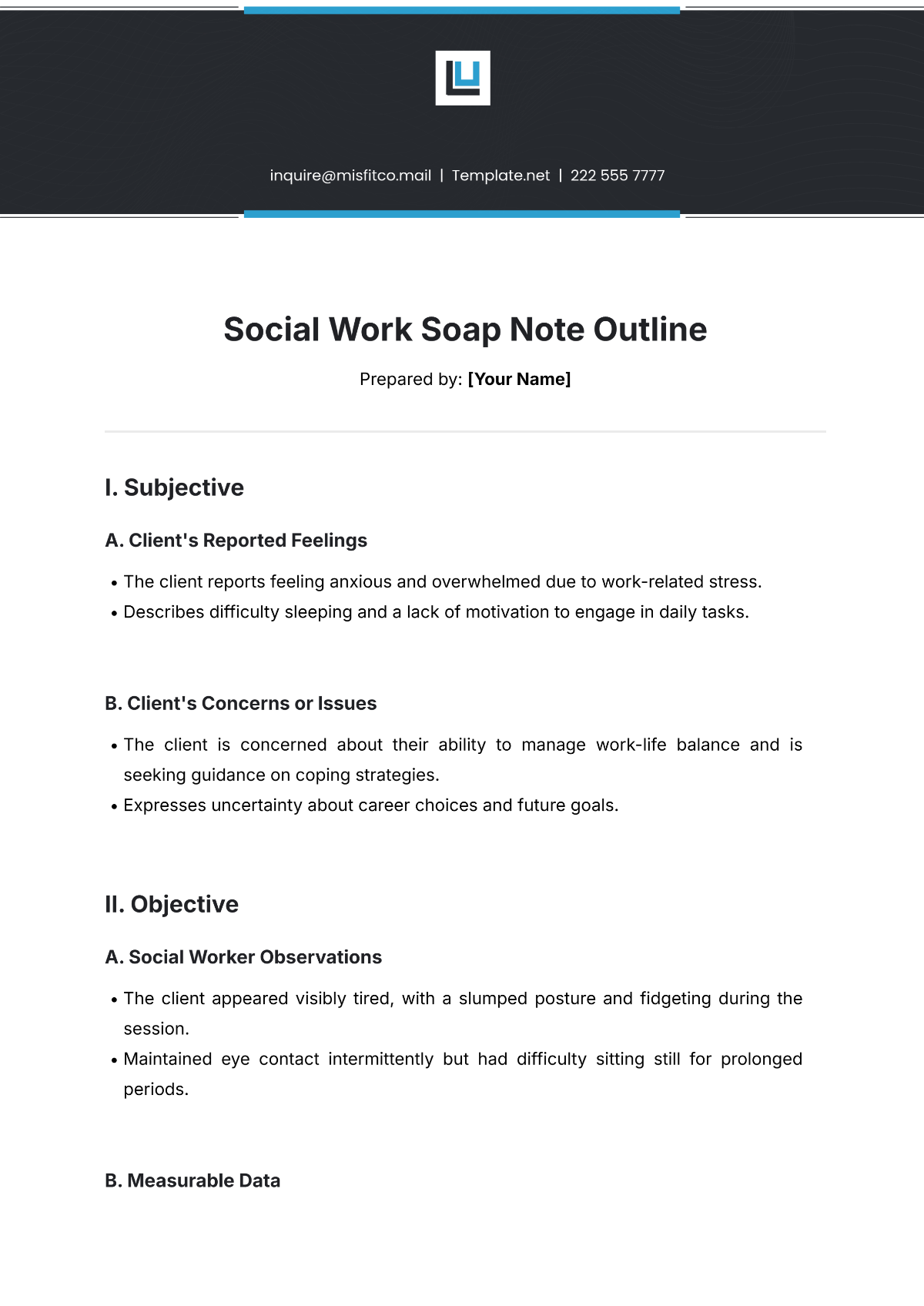 Social Work Soap Note Outline Template - Edit Online & Download