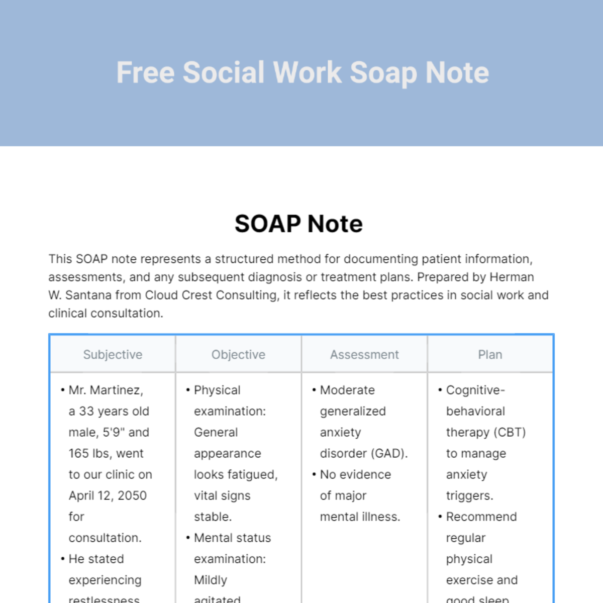 Soap Note Example Social Work at Marie Bramlett blog