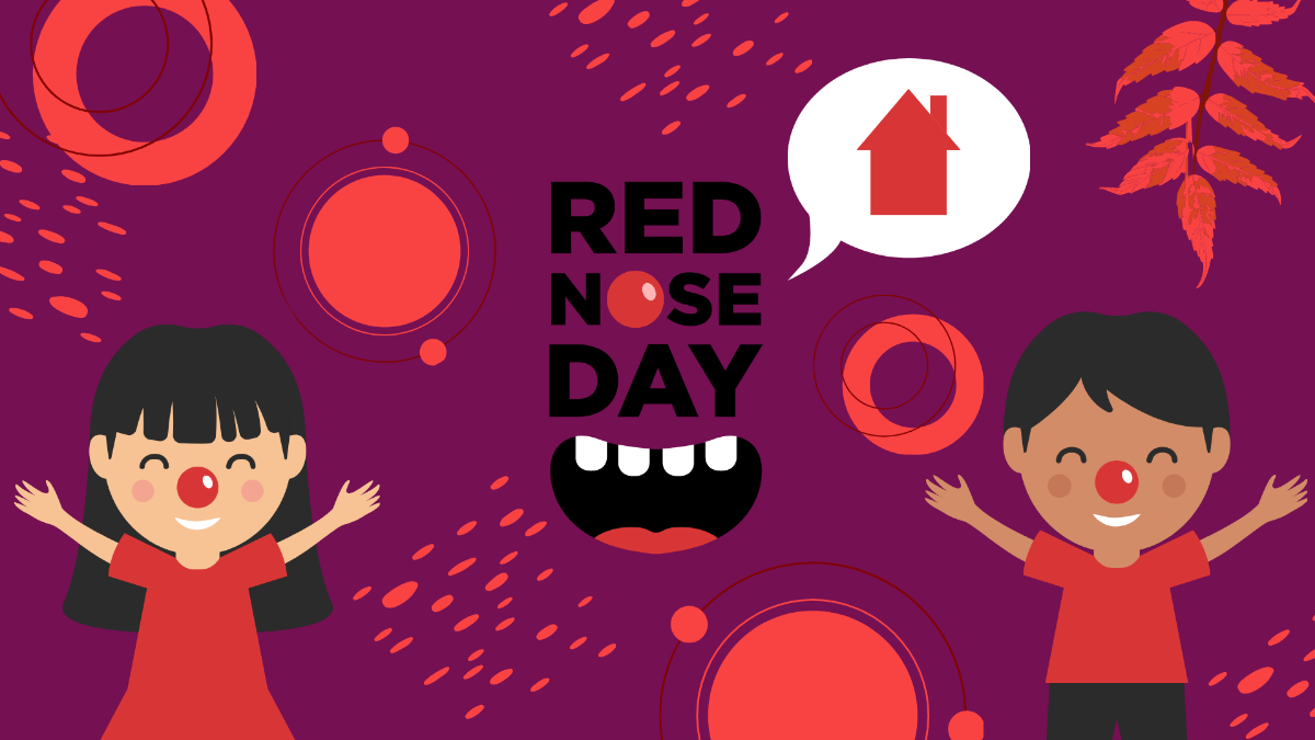 Red Nose Day Cartoon Background Template