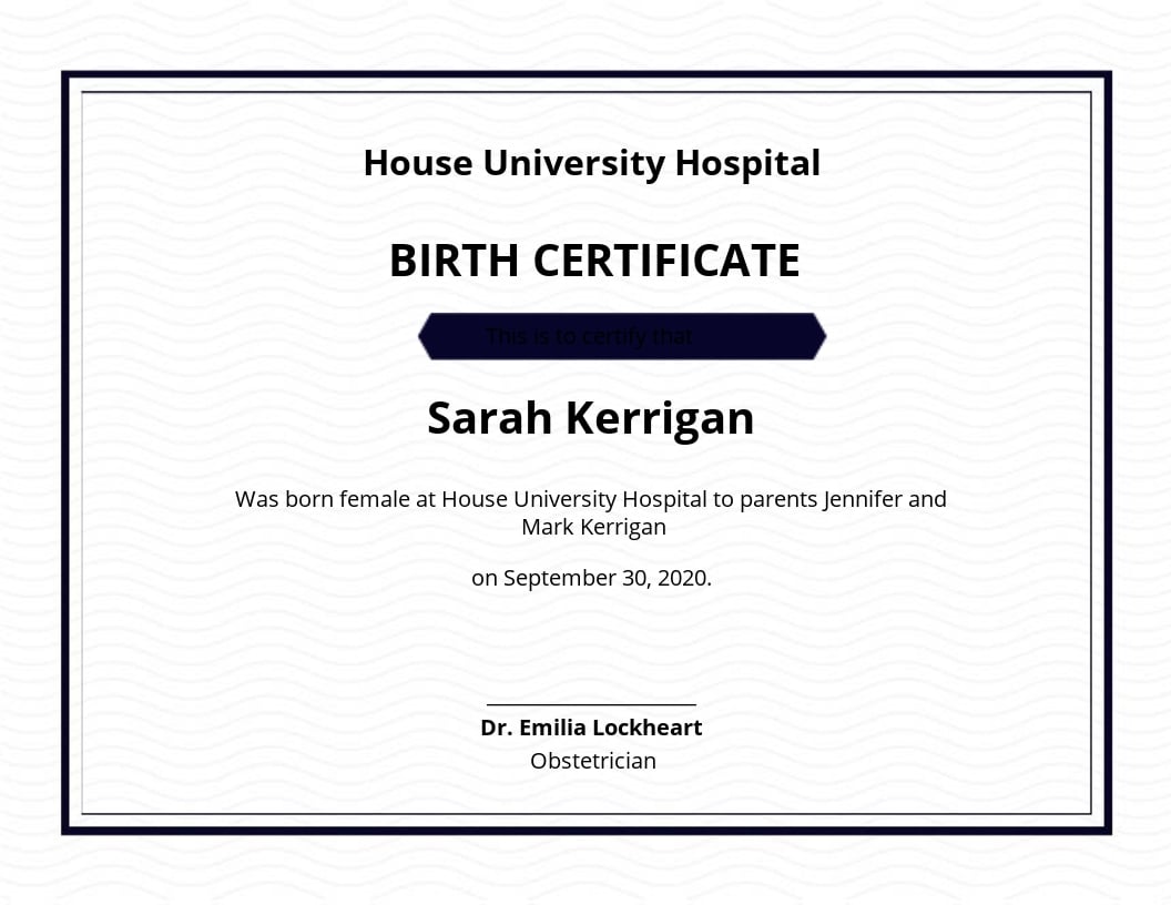 Free Blank Birth Certificate Sample Template - Google Docs For Editable Birth Certificate Template