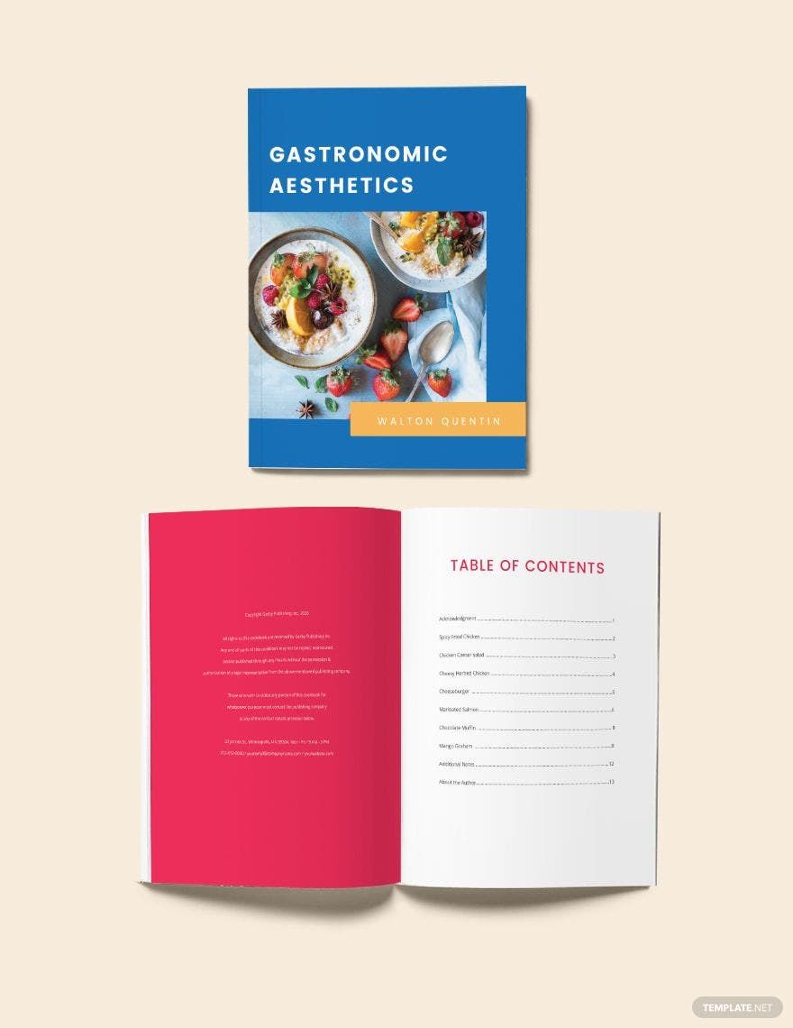 Printable Cookbook Catalog Template