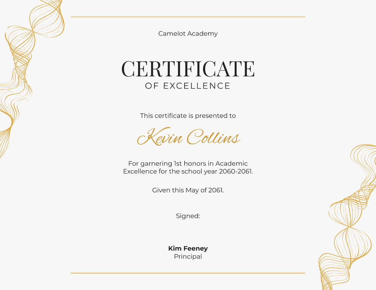 Student Academic Excellence Certificate Template