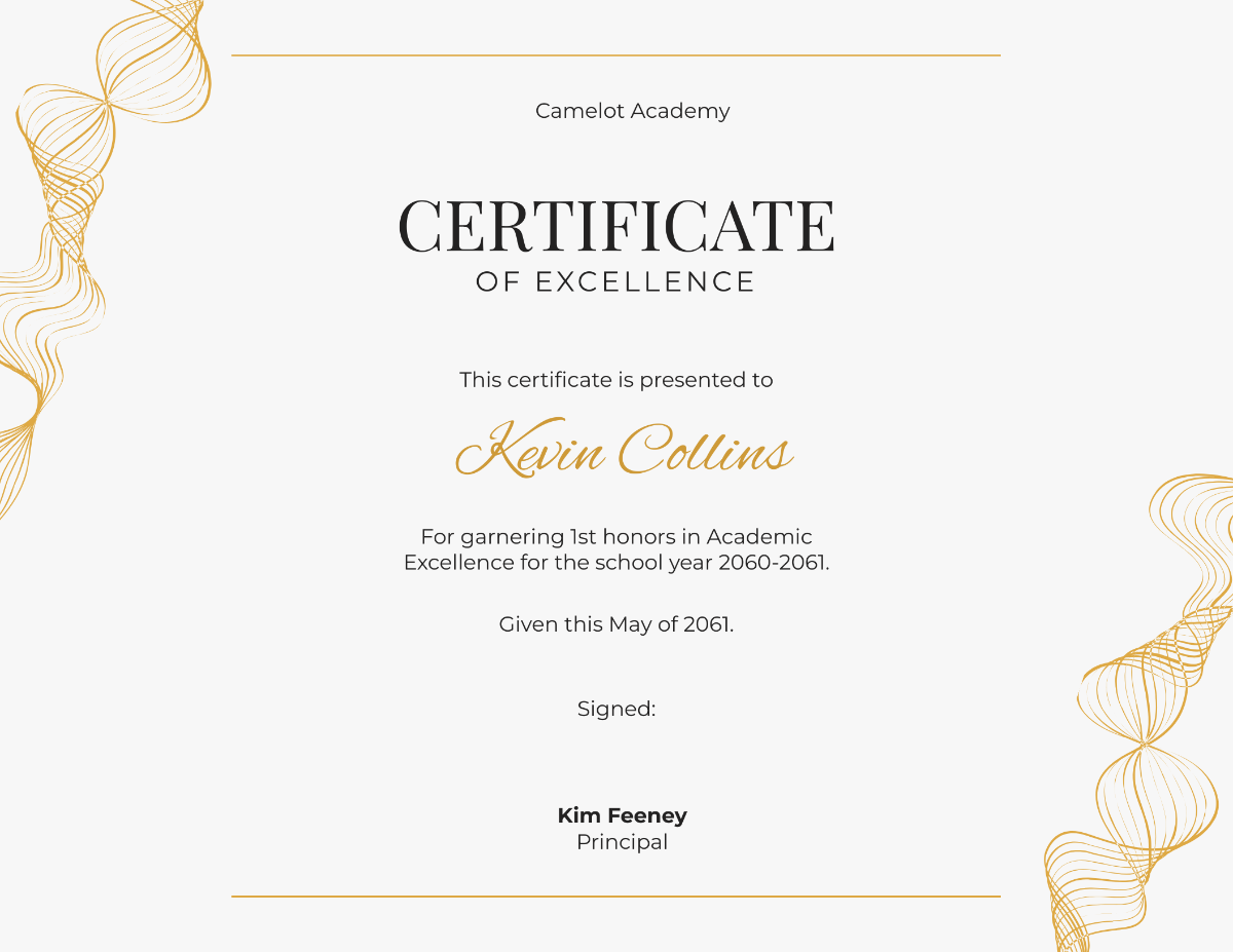 Student Academic Excellence Certificate