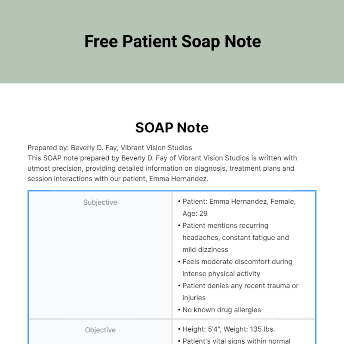 Patient Soap Note Template