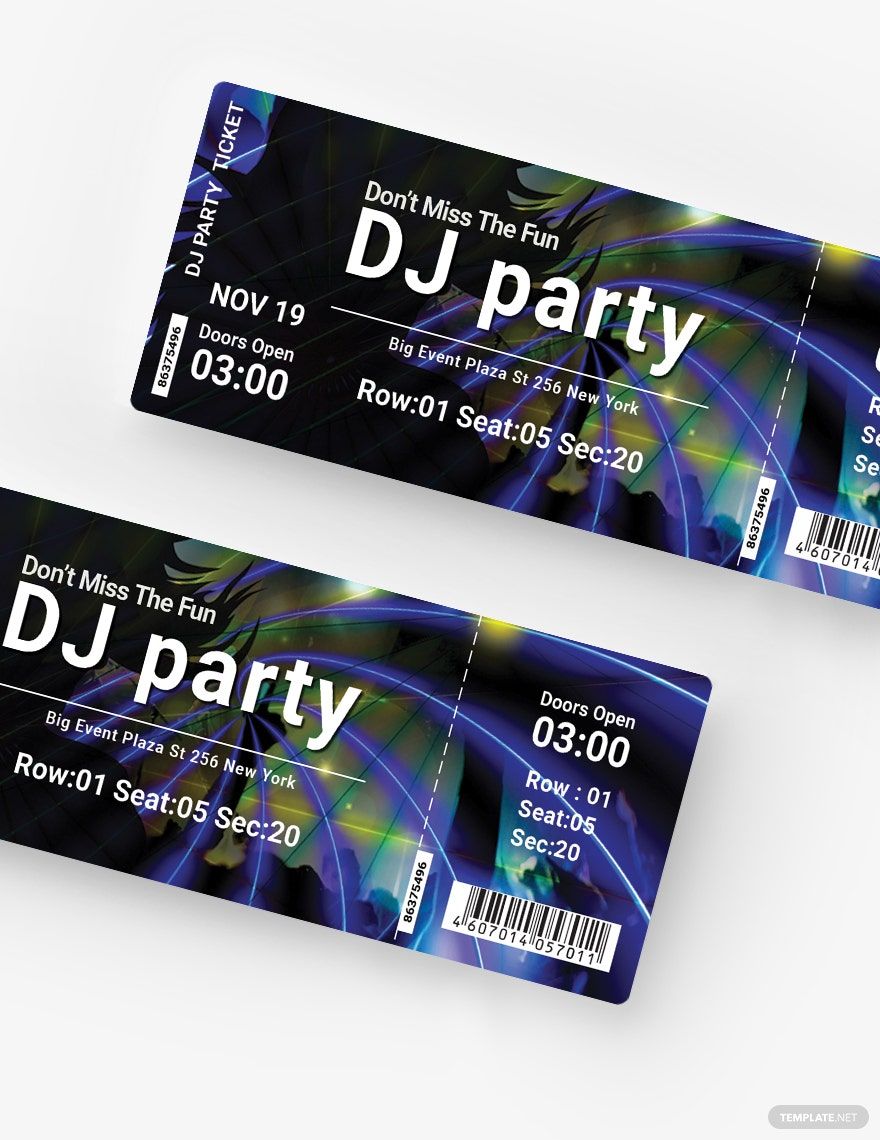 DJ Party Ticket Template