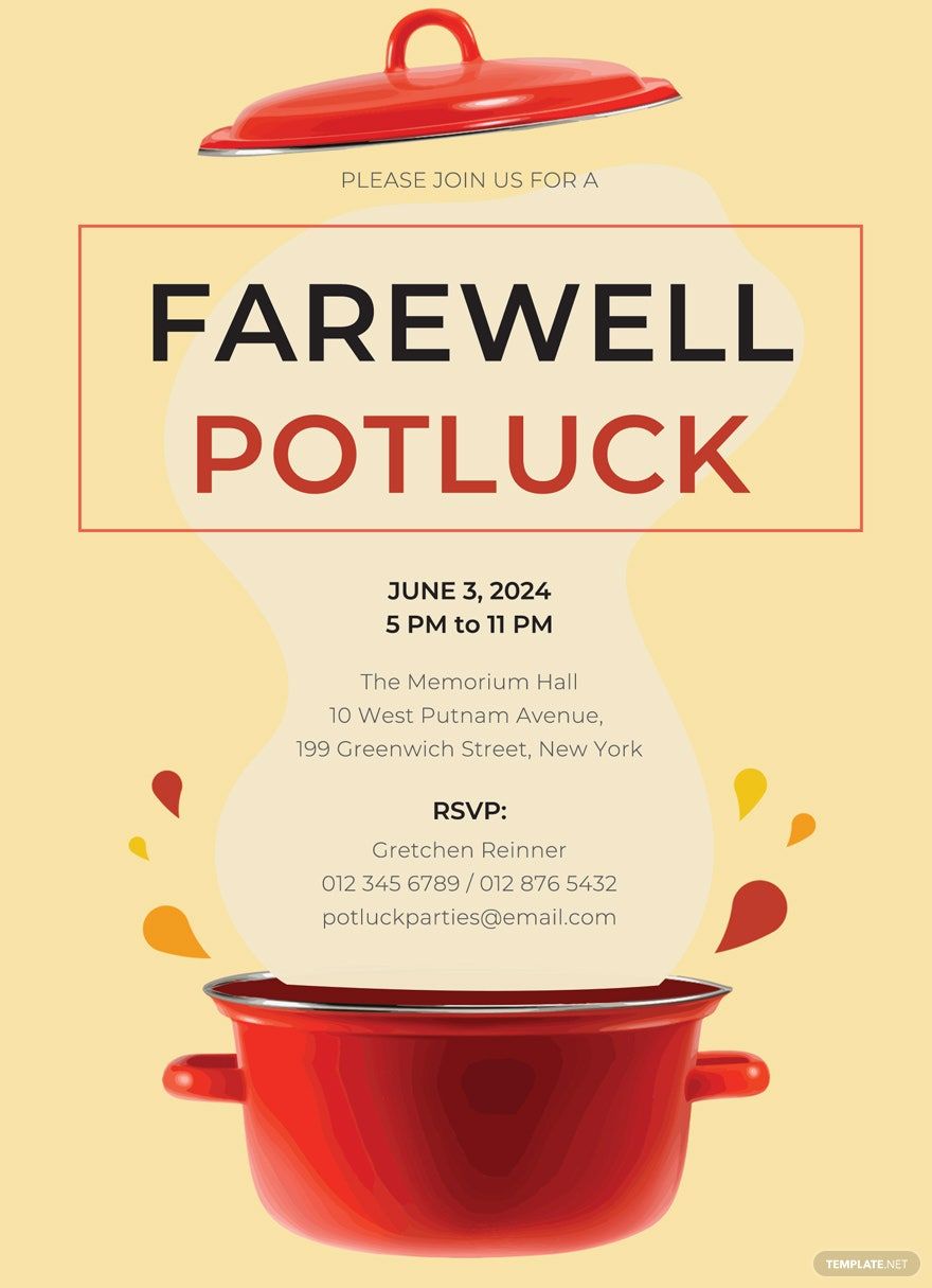 Farewell Potluck Invitation Template