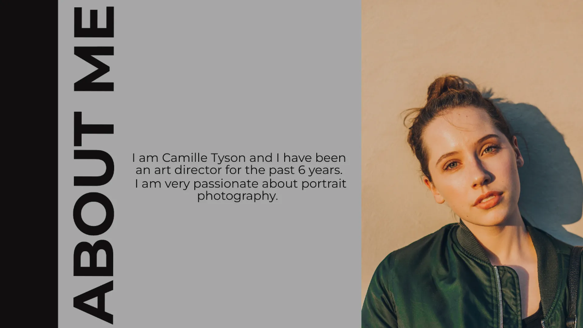 Free Art Director Portfolio Presentation Template to Edit Online