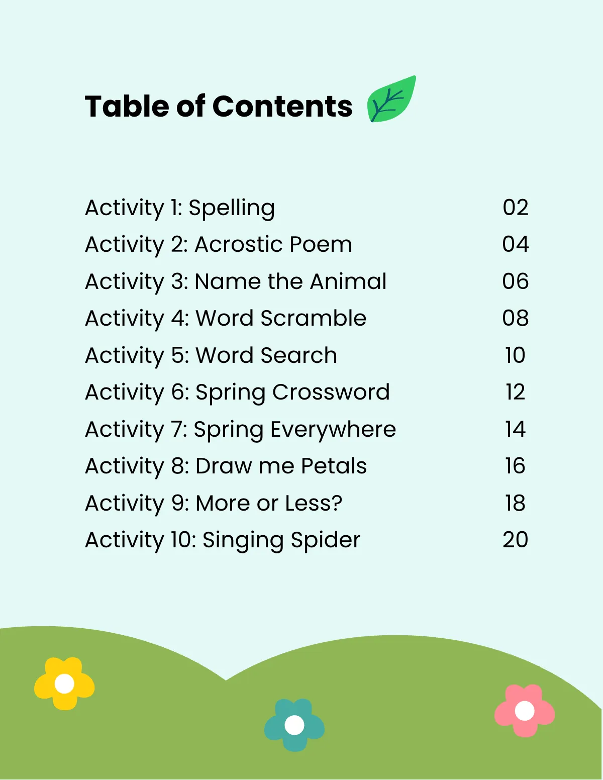 Free Spring Workbook Template to Edit Online