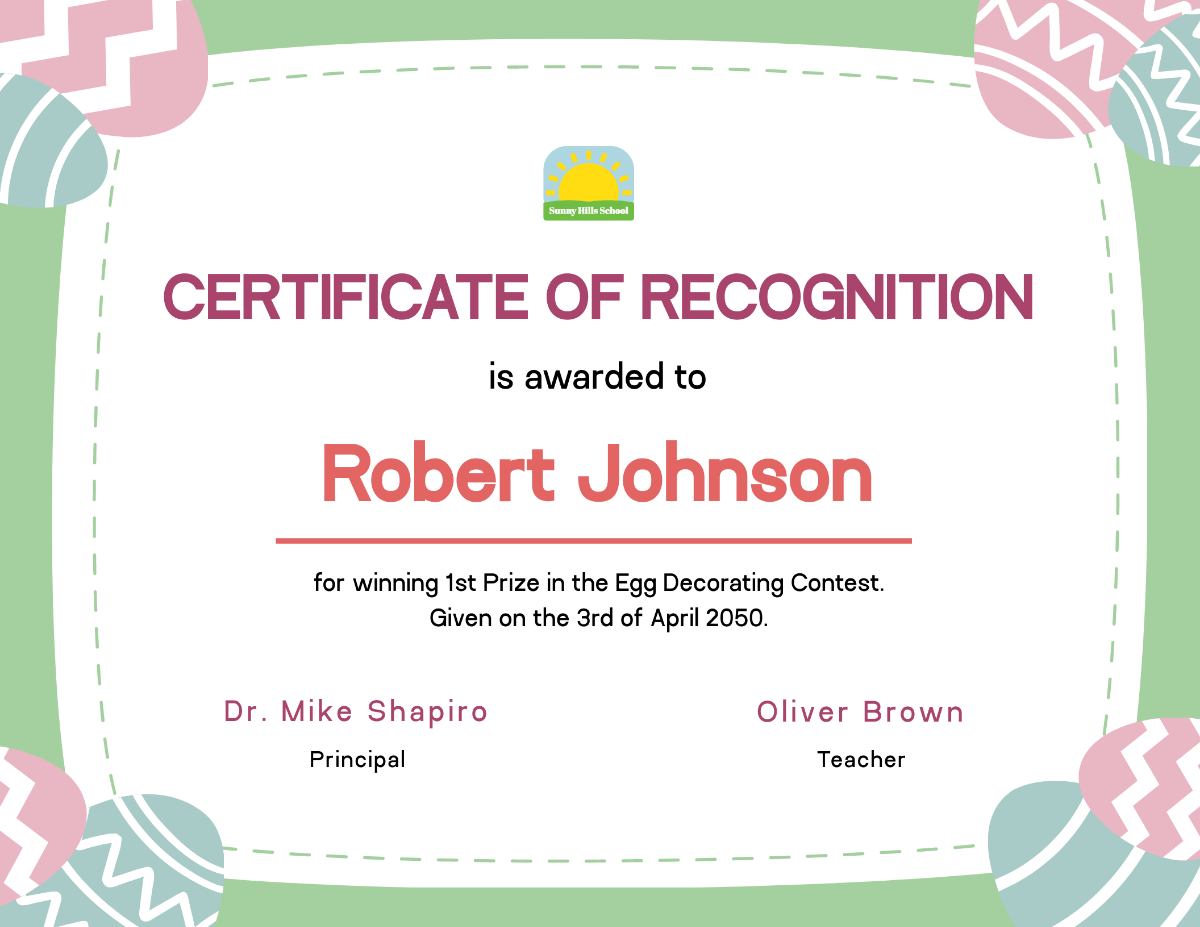 Easter Certificate Template