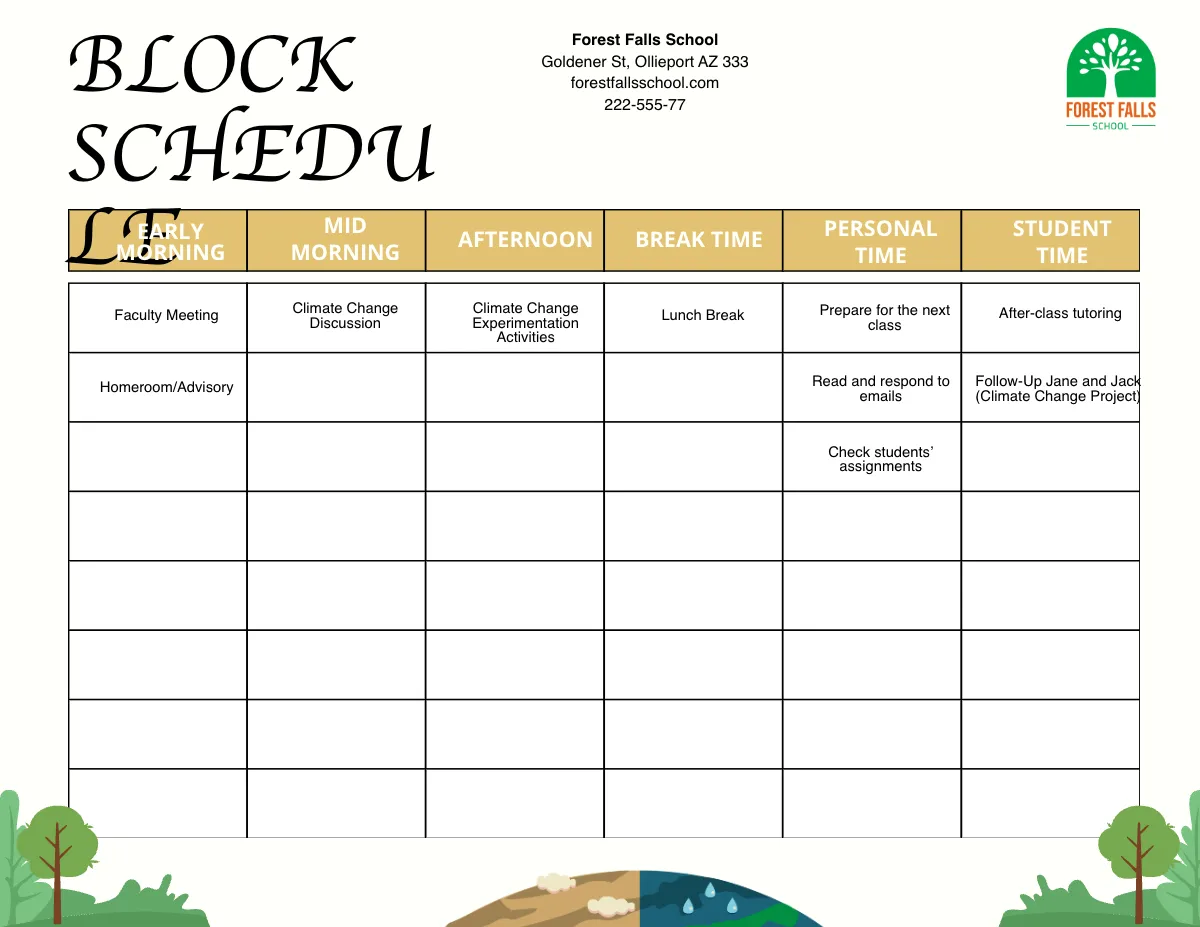 Free Climate Change Schedule Template to Edit Online