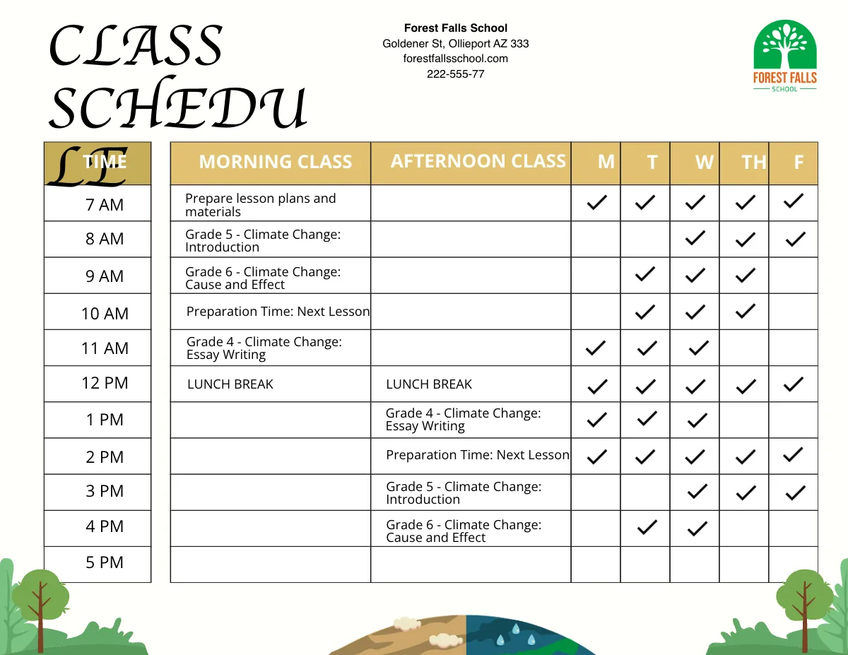 Free Climate Change Schedule Template to Edit Online