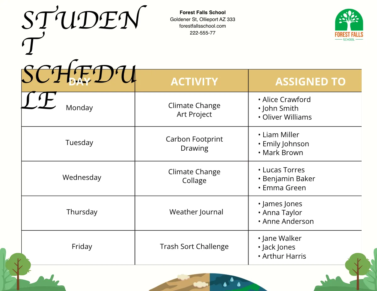 Free Climate Change Schedule Template to Edit Online