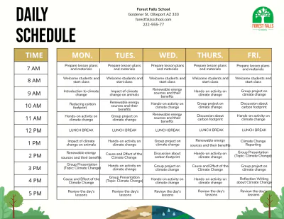 Free Climate Change Schedule Template to Edit Online