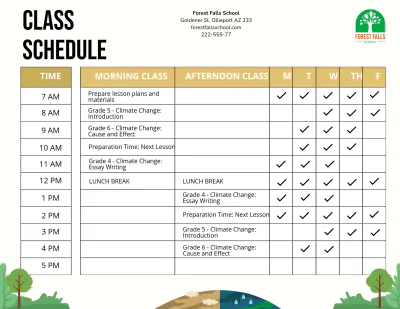 Free Climate Change Schedule Template to Edit Online