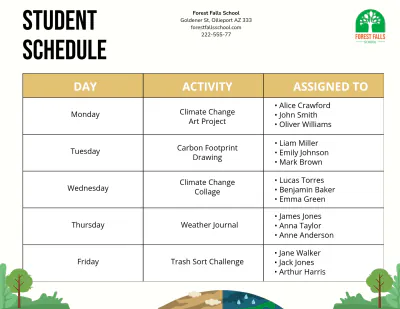 Free Climate Change Schedule Template to Edit Online
