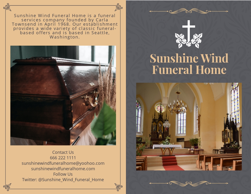 Classic Funeral Memorial Bi Fold Brochure Template.jpe
