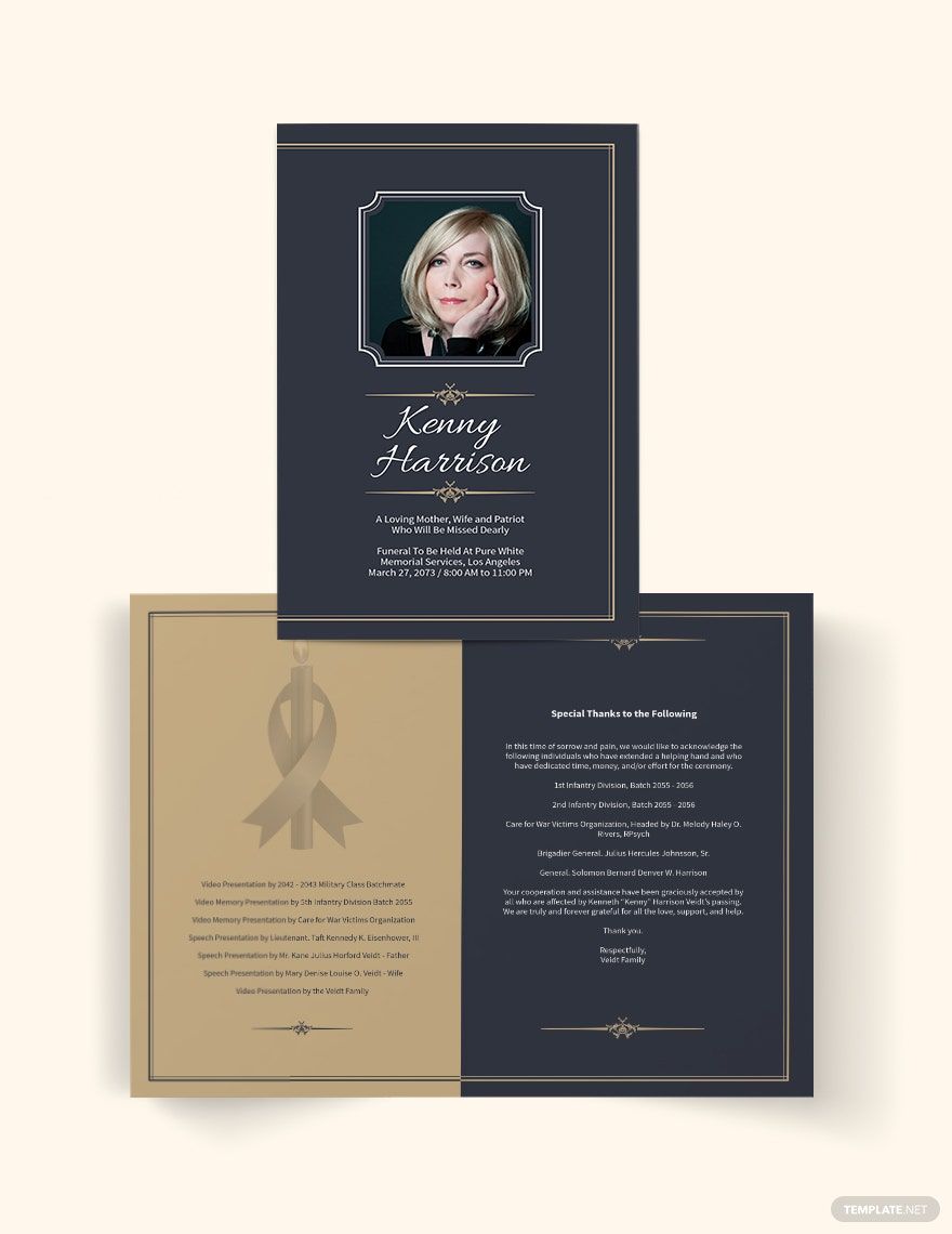 Classic Funeral Memorial Bi-Fold Brochure Template