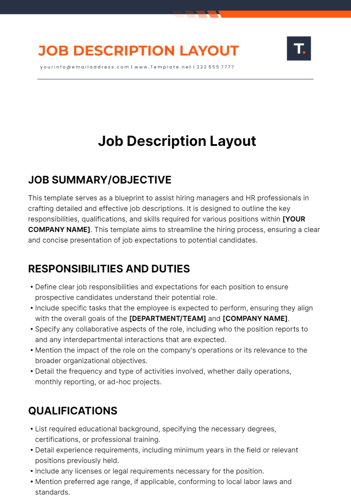 Job Description Layout Template - Edit Online & Download