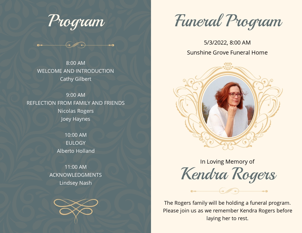 Free Funeral Program Template Illustrator Printable Templates