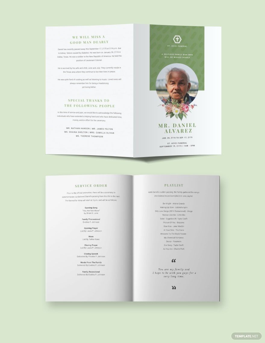Creative Eulogy Funeral Bi-Fold Brochure Template
