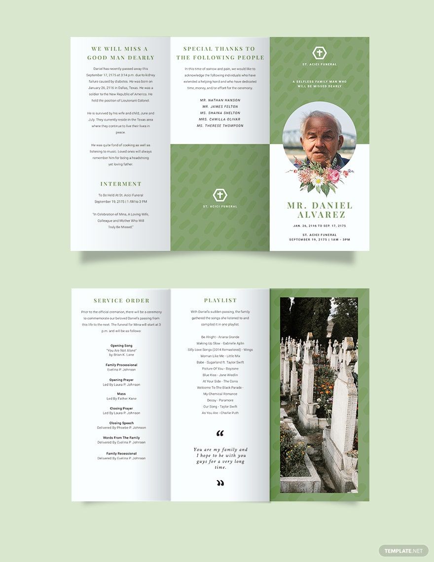 Creative Eulogy Funeral Tri-Fold Brochure Template